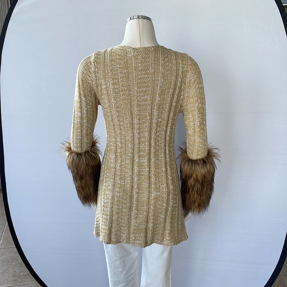 Boston Proper Tweed Sweater Coat, Faux Fur XS - Picture 7 of 10